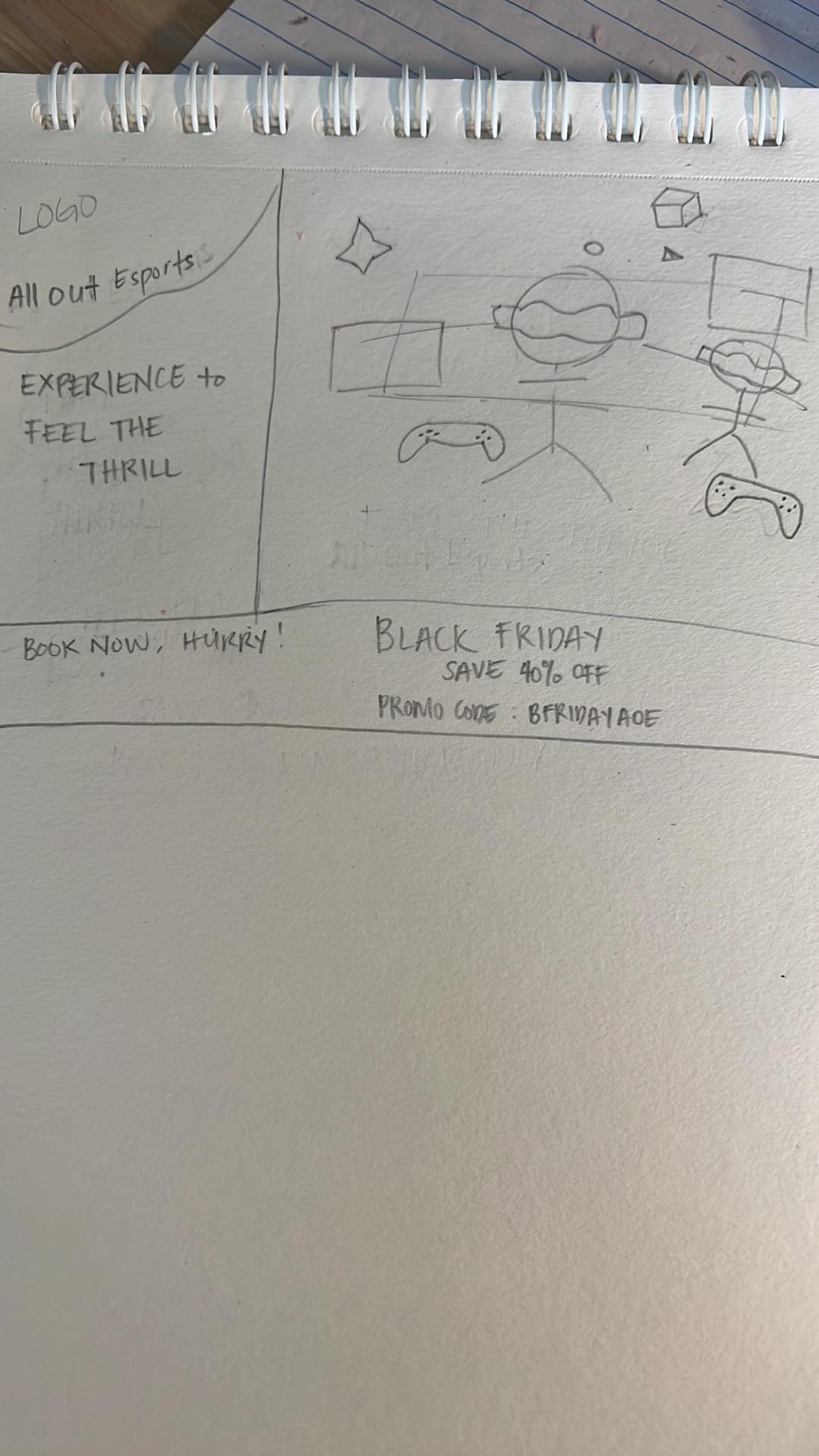 All Out E-Sports rough campaign sketch